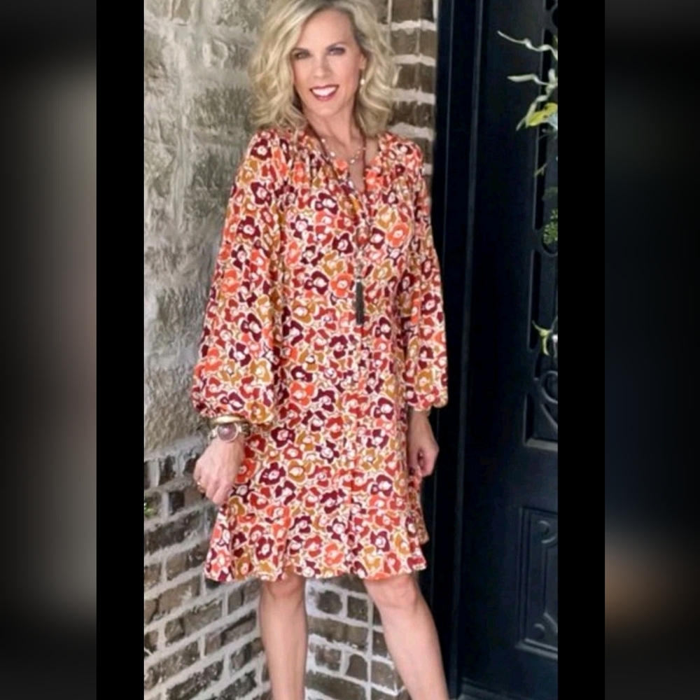CAbi Womens Daydream Floral Button Down Longsleeve Midi Dress Size Medium EUC